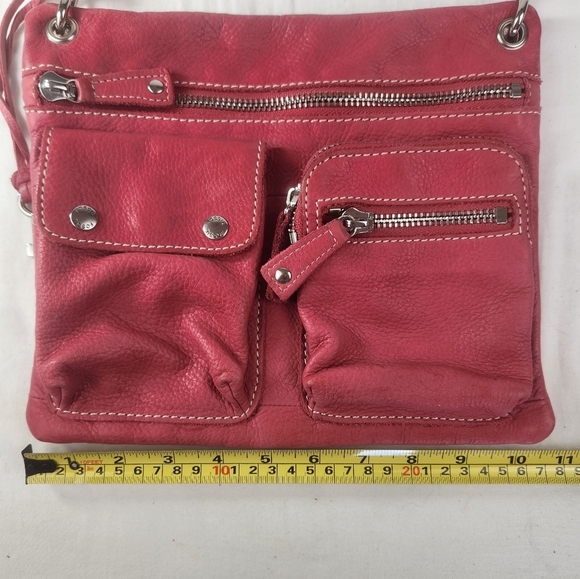 Vintage Fossil Sutter Soft Leather Crossbody Bag Adjustable Strap Purse Pink Sm - Picture 10 of 11